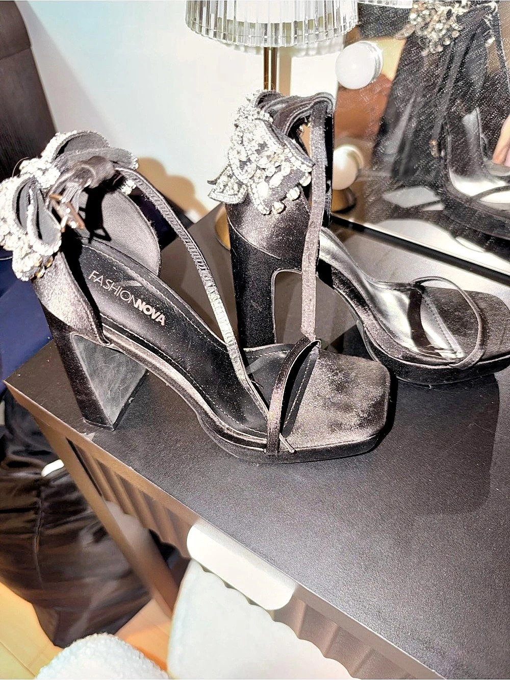 Fashion Nova Embellished Black Heels